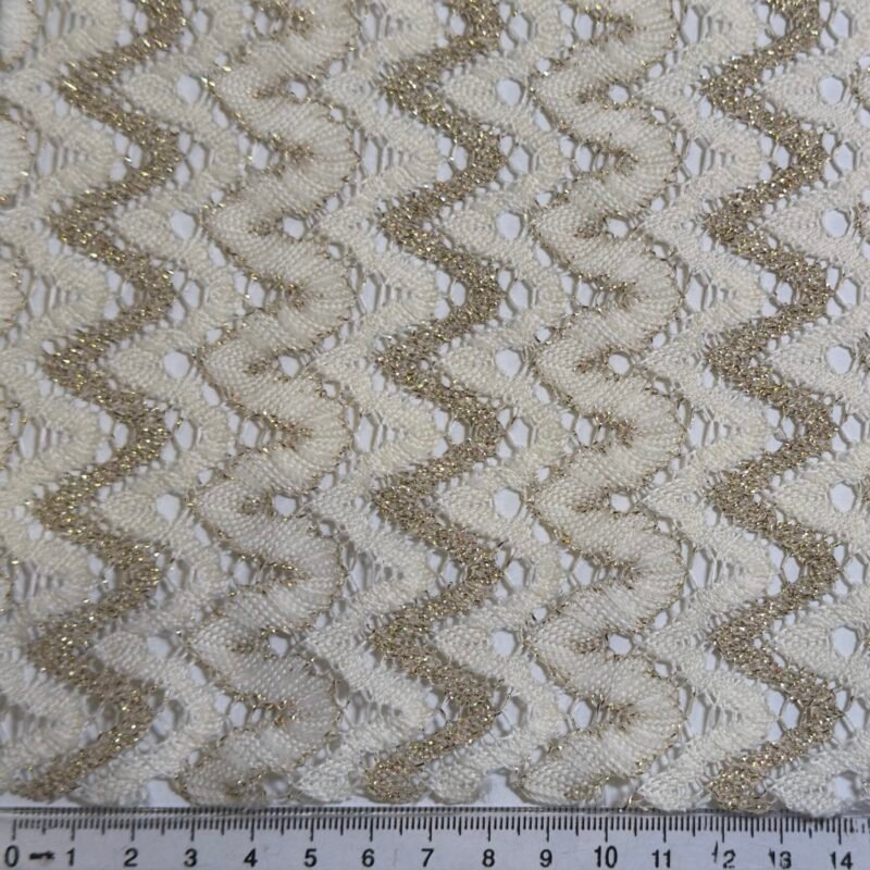 Luxury Metallic Wave Textured Crotchet Stretch Fabric- 150GSM